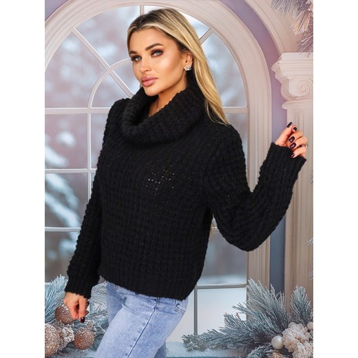 PLECIONY SWETER Z GOLFEM- CZARNY ze sklepu olika.com.pl w kategorii Swetry damskie - zdjęcie 178958675