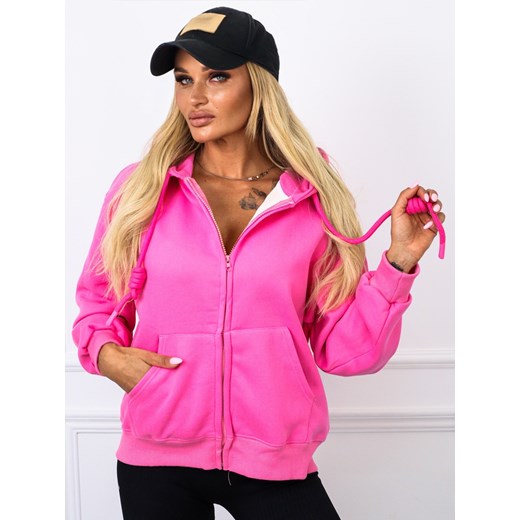 BLUZA Z KAPTUREM ZAPINANA NA ZAMEK- RÓŻOWA ze sklepu olika.com.pl w kategorii Bluzy damskie - zdjęcie 178959109