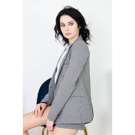 BIAŁO-CZARNA MARYNARKA W PEPITKĘ Z GUZIKAMI (S-XL) ze sklepu olika.com.pl w kategorii Marynarki damskie - zdjęcie 178959656