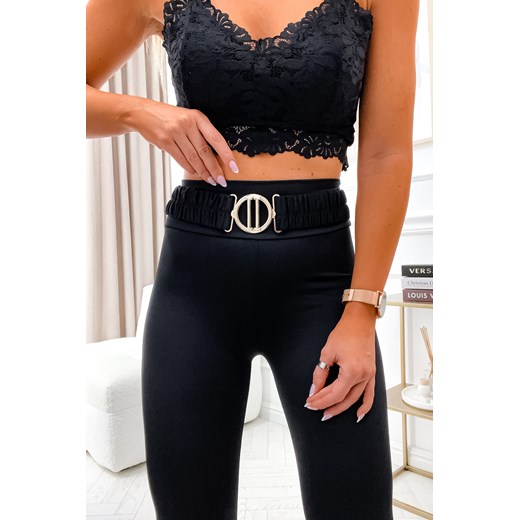 CZARNE LEGGINSY Z OZDOBNYM PASKIEM Olika uniwersalny olika.com.pl