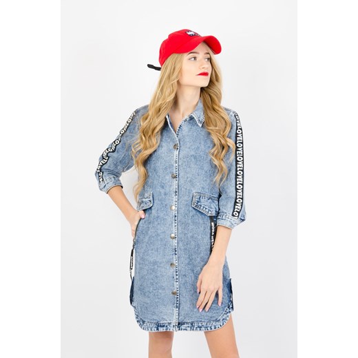 DEKATYZOWANA SUKIENKA JEANSOWA ze sklepu olika.com.pl w kategorii Sukienki - zdjęcie 178961499