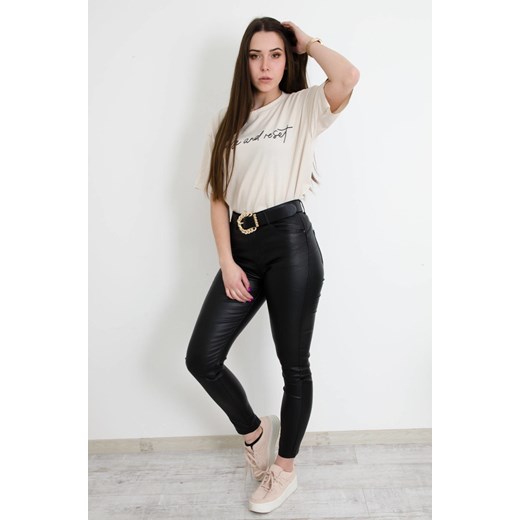 WOSKOWANE SPODNIE Z WYSOKIM STANEM TYPU PUSH UP - PLUS SIZE (L-4XL) ze sklepu olika.com.pl w kategorii Spodnie damskie - zdjęcie 178963148
