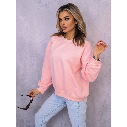 ASYMETRYCZNA BLUZA OVERSIZE Z PRZESZYCIAMI NA RĘKAWACH- JASNY ROŻ ze sklepu olika.com.pl w kategorii Bluzy damskie - zdjęcie 178963328