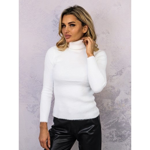 DOPASOWANY SWETER Z GOLFEM- BIAŁY ze sklepu olika.com.pl w kategorii Swetry damskie - zdjęcie 178964826