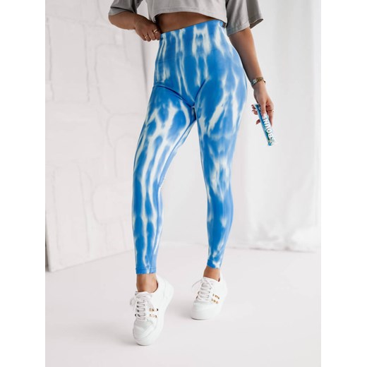 WZORZYSTE LEGGINSY MODELUJĄCE- NIEBIESKIE ze sklepu olika.com.pl w kategorii Spodnie damskie - zdjęcie 178965458