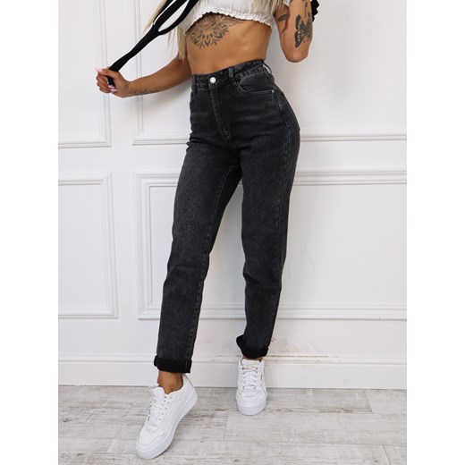 SPODNIE MOM STRETCH CIEMNO SZARE- WYSOKI STAN ze sklepu olika.com.pl w kategorii Spodnie damskie - zdjęcie 178966418