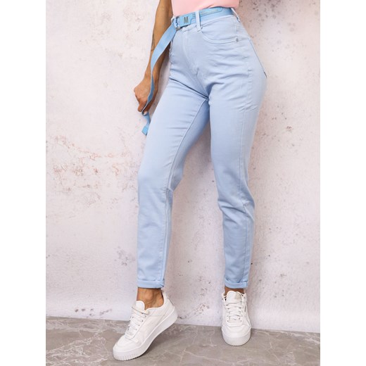 NIEBIESKIE SPODNIE MOM FIT+ PASEK ze sklepu olika.com.pl w kategorii Spodnie damskie - zdjęcie 178966646
