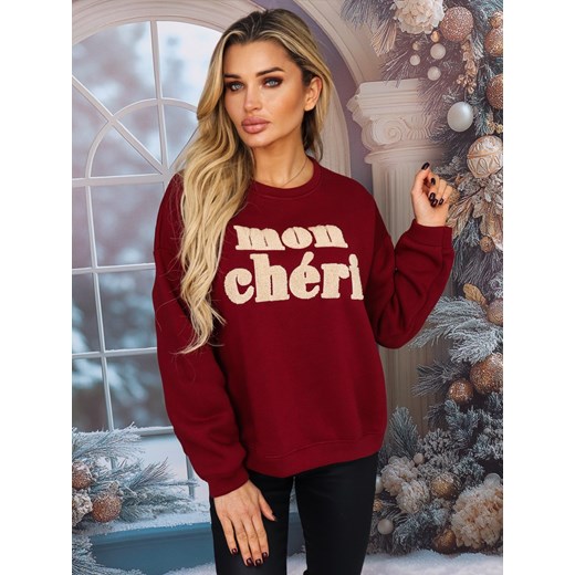 BLUZA Z NAPISEM MON CHERI- BORDOWA ze sklepu olika.com.pl w kategorii Bluzy damskie - zdjęcie 178966998