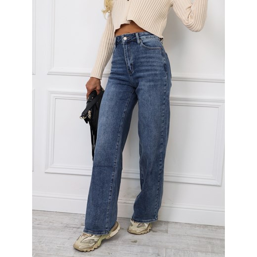 SPODNIE JEANSOWE Z SZEROKĄ NOGAWKĄ I WYSOKIM STANEM- JEANS ze sklepu olika.com.pl w kategorii Jeansy damskie - zdjęcie 178967115