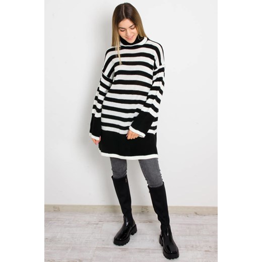 DŁUGI SWETER W PASKI Z ROZCIĘCIAMI- GOLF ze sklepu olika.com.pl w kategorii Swetry damskie - zdjęcie 178967116