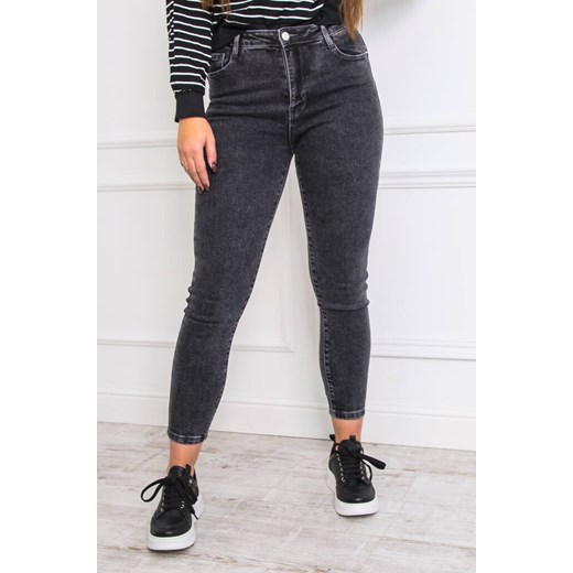 CZARNE SPODNIE JEANSOWE Z PRZETARCIAMI I WYSOKIM STANEM- PLUS SIZE ze sklepu olika.com.pl w kategorii Jeansy damskie - zdjęcie 178967248