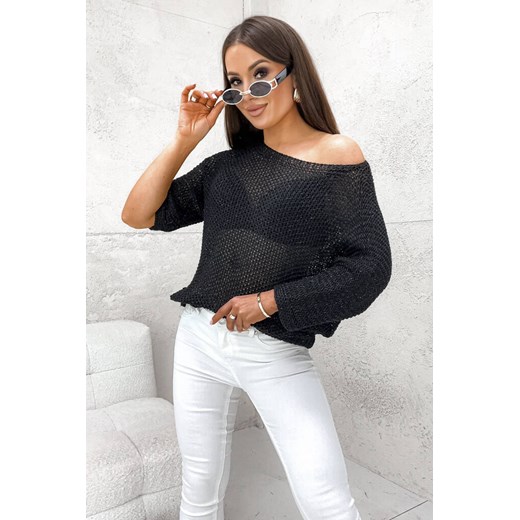 SWETER NIETOPERZ Z CEKINAMI- CZARNY ze sklepu olika.com.pl w kategorii Swetry damskie - zdjęcie 178969116