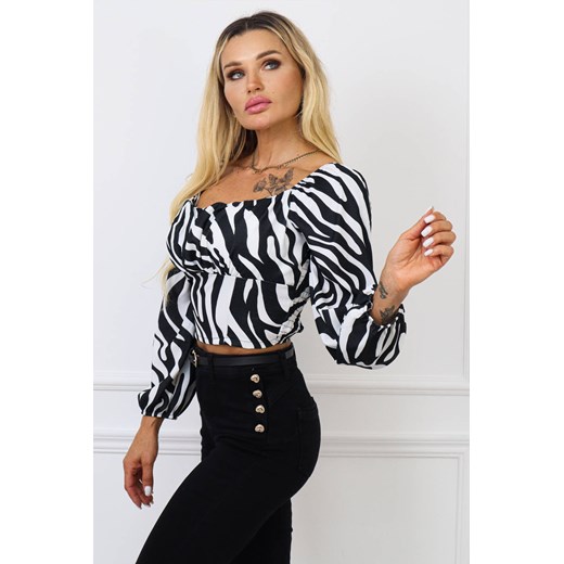 BLUZKA USZTYWNIANY TOP W ZEBRĘ ze sklepu olika.com.pl w kategorii Bluzki damskie - zdjęcie 178969749