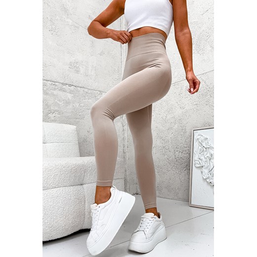 LEGGINSY MODELUJĄCE Z SZEROKIM PASEM- BEŻOWE ze sklepu olika.com.pl w kategorii Spodnie damskie - zdjęcie 178969836