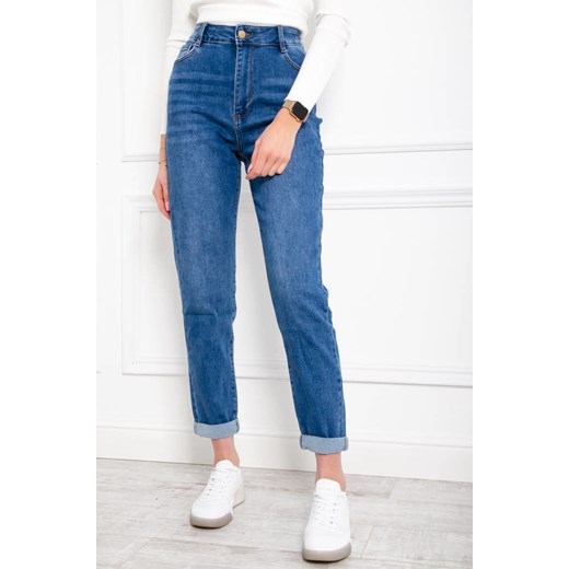 SPODNIE JEANSOWE MOM STRETCH Z WYSOKIM STANEM- NIEBIESKIE ze sklepu olika.com.pl w kategorii Jeansy damskie - zdjęcie 178969999