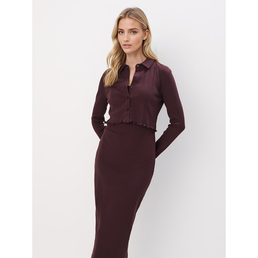 Mohito - Brązowa sukienka midi z bluzką - mahoń Mohito XXS Mohito