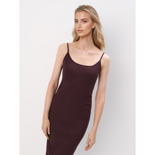 Mohito - Brązowa sukienka midi z bluzką - mahoń Mohito M Mohito