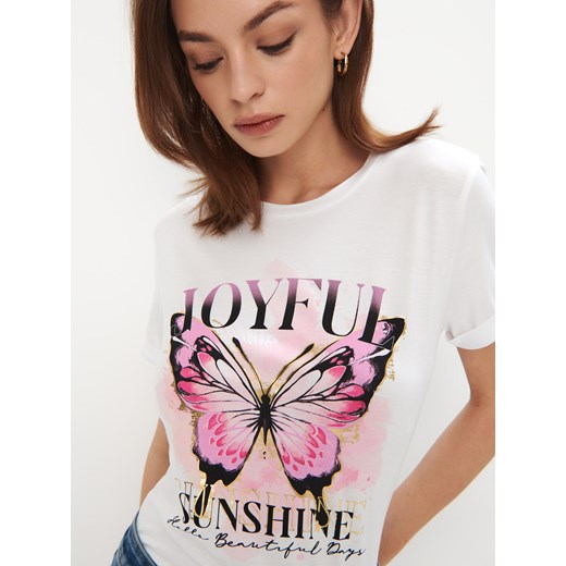 Mohito - T-shirt z printem - biały Mohito XL Mohito