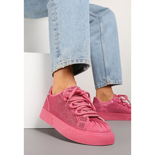 Fuksjowe Sneakersy na Grubej Podeszwie z Cyrkoniami Lisariana ze sklepu renee.pl w kategorii Buty sportowe damskie - zdjęcie 178975209
