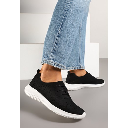 Czarne Sneakersy z Ażurową Cholewką Grellio ze sklepu born2be.pl w kategorii Buty sportowe damskie - zdjęcie 178975618