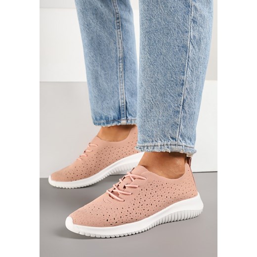 Różowe Sneakersy z Ażurową Cholewką Grellio ze sklepu born2be.pl w kategorii Buty sportowe damskie - zdjęcie 178975636
