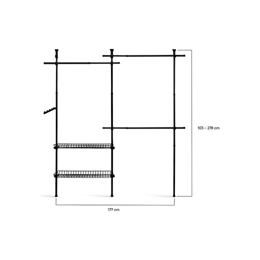 IDOMYA Essentials Garderoba w kolorze czarnym - 177 x 278 x 35 cm Idomya Essentials onesize Limango Polska wyprzedaż