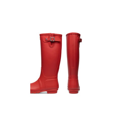 Kalosze damskie Hunter czerwone bez zapięcia casual 
