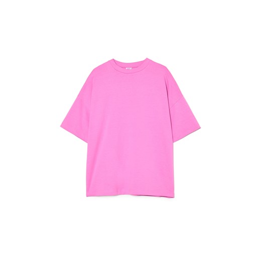 Cropp - Różowa koszulka oversize - różowy ze sklepu Cropp w kategorii Bluzki damskie - zdjęcie 178979278