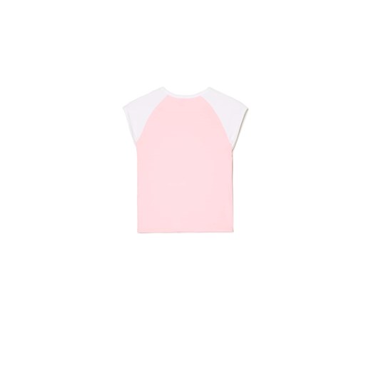 Cropp - Różowa koszulka z białymi rękawami - różowy Cropp S Cropp
