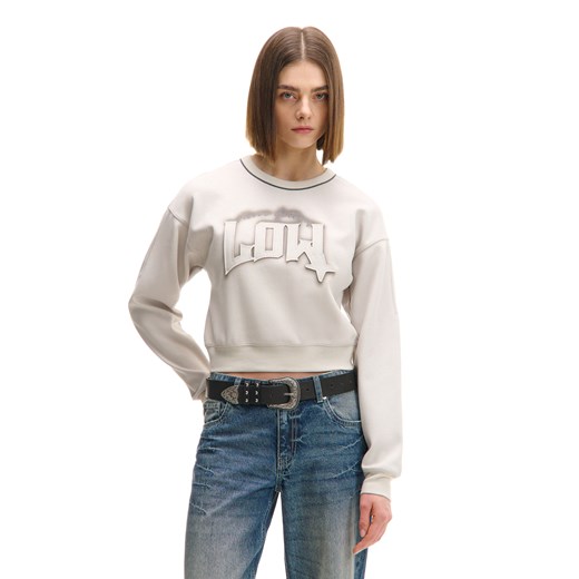 Cropp - Beżowa bluza z napisem - beżowy ze sklepu Cropp w kategorii Bluzy damskie - zdjęcie 178979417