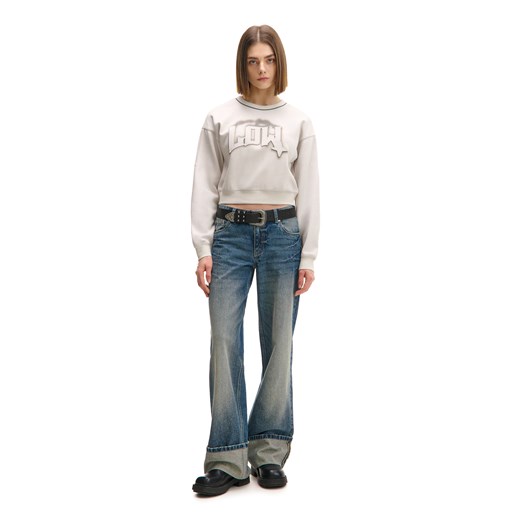 Cropp - Beżowa bluza z napisem - beżowy Cropp L Cropp