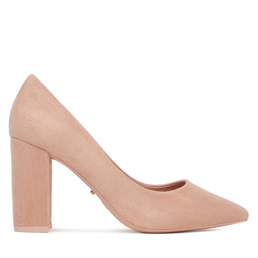 Czółenka różowe DeeZee na obcasie eleganckie bez zapięcia wiosenne 