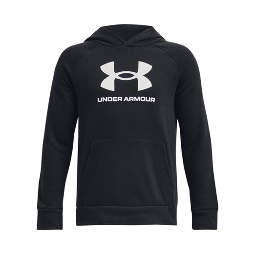 Chłopięca bluza dresowa nierozpinana z kapturem Under Armour UA Rival Fleece BL Hoodie - czarna ze sklepu Sportstylestory.com w kategorii Bluzy chłopięce - zdjęcie 178981189