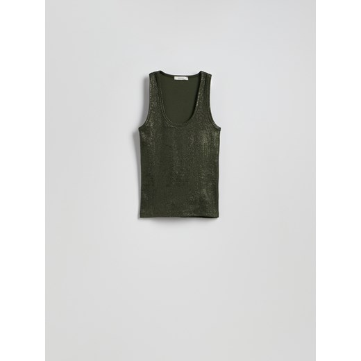 Reserved - Połyskujący top na ramiączkach - oliwkowy Reserved XL Reserved