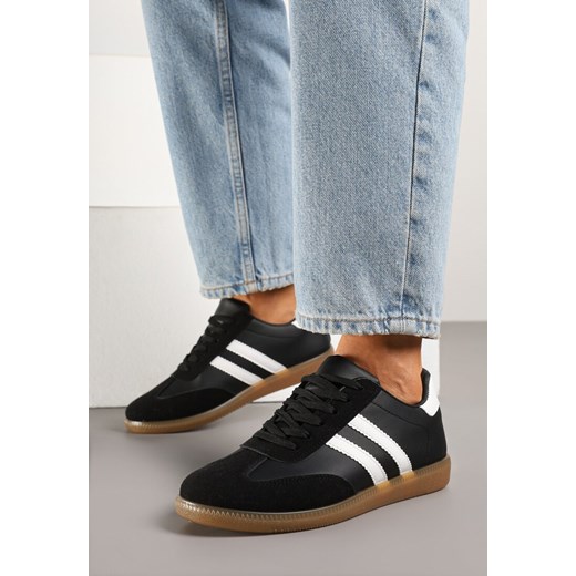 Czarne Sneakersy Typu Kultowe Tenisówki Zdobione Przeszyciami Remiana ze sklepu renee.pl w kategorii Buty sportowe damskie - zdjęcie 178989976