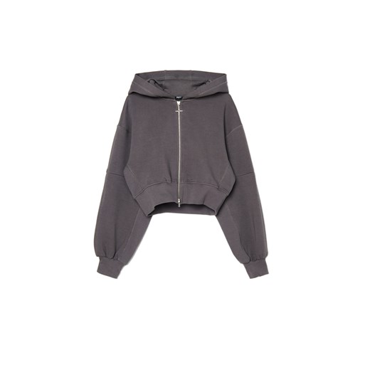 Cropp - Szara krótka bluza z kapturem - jasny szary Cropp L Cropp