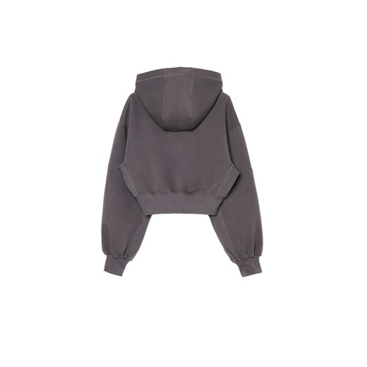 Cropp - Szara krótka bluza z kapturem - jasny szary Cropp M Cropp