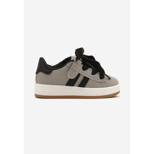 Szare Buty Sportowe Sneakersy z Ozdobnymi Paskami Annivias ze sklepu born2be.pl w kategorii Buty sportowe dziecięce - zdjęcie 178993936