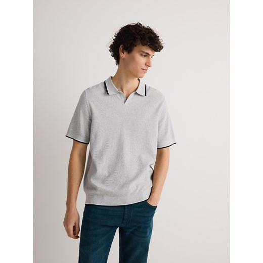 Reserved - Bawełniany sweter polo - jasnoszary Reserved M Reserved
