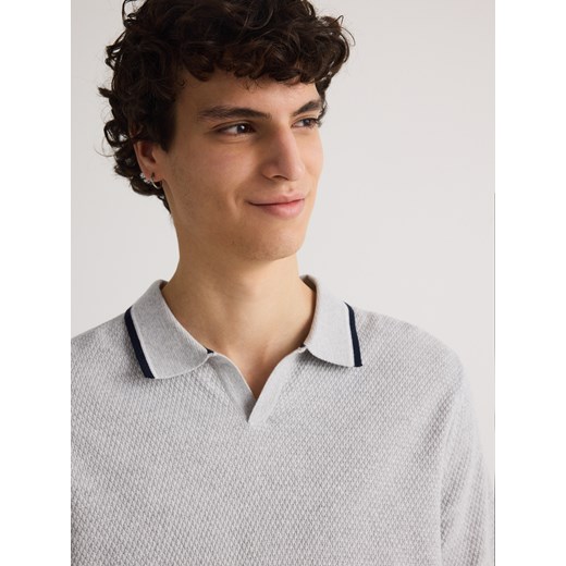 Reserved - Bawełniany sweter polo - jasnoszary Reserved L Reserved