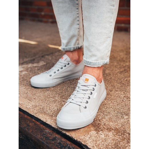 Krótkie trampki męskie monokolor - szare V2 OM-FOSL-0116 44 wyprzedaż ombre
