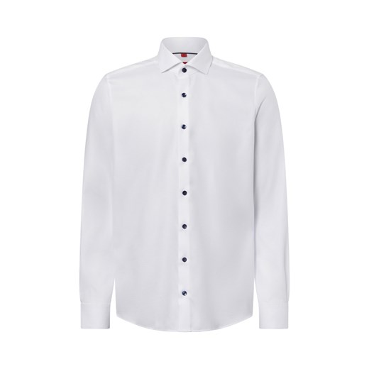 Finshley & Harding Męska koszula biznesowa - non-iron Mężczyźni Slim Fit Bawełna biały wypukły wzór tkaniny ze sklepu vangraaf w kategorii Koszule męskie - zdjęcie 178999516