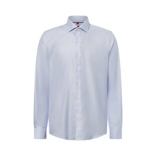 Finshley & Harding Męska koszula biznesowa - non-iron Mężczyźni Slim Fit Bawełna jasnoniebieski wzorzysty ze sklepu vangraaf w kategorii Koszule męskie - zdjęcie 178999517