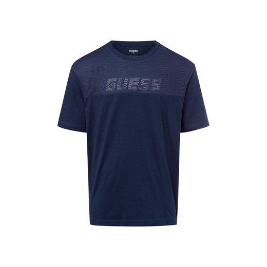 GUESS Koszulka męska Mężczyźni Bawełna granatowy jednolity ze sklepu vangraaf w kategorii T-shirty męskie - zdjęcie 178999575