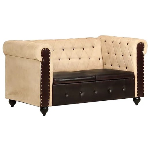 Skórzana 2-osobowa brązowa sofa w stylu Chesterfield - Clementine 2Q Elior One Size Edinos.pl