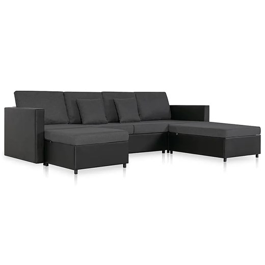 4-osobowa rozkładana czarna sofa z ciemnoszarymi poduszkami - Arbre 4Q Elior One Size Edinos.pl