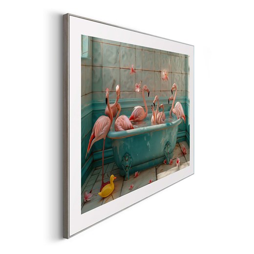 Orangewallz Druk artystyczny &quot;Flamingo Bath Party&quot; w ramce - 50 x 70 Orangewallz 50x70 cm okazja Limango Polska