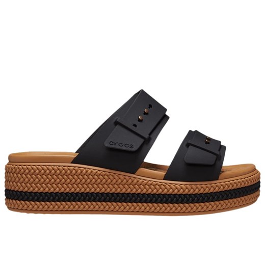 Klapki Crocs Brooklyn Woven Buckle Low Wedge 209978-001 - czarne ze sklepu streetstyle24.pl w kategorii Klapki damskie - zdjęcie 179000228