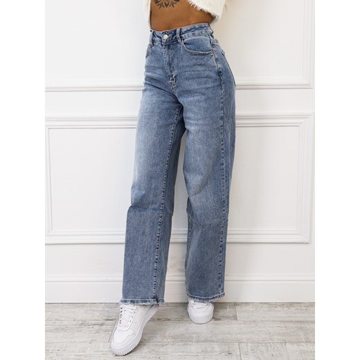 SPODNIE JEANSOWE Z SZEROKĄ NOGAWKĄ I WYSOKIM STANEM- NIEBIESKIE ze sklepu olika.com.pl w kategorii Jeansy damskie - zdjęcie 179001488