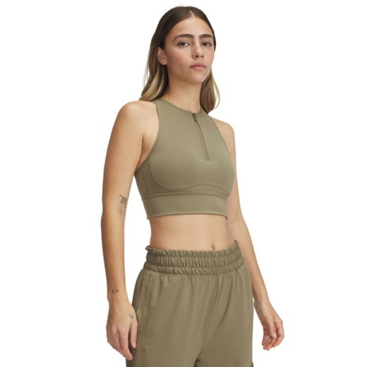 Damski top treningowy Under Armour Meridian Zip Tank - khaki ze sklepu Sportstylestory.com w kategorii Bluzki damskie - zdjęcie 179003086